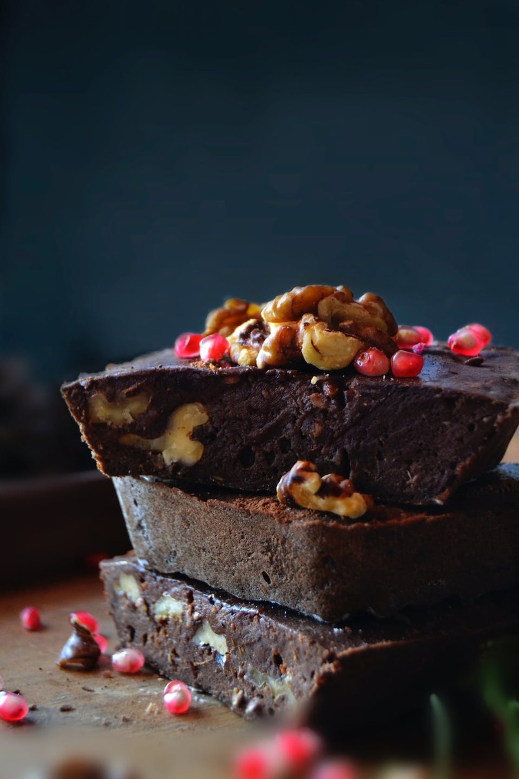 Walnut Brownies with Pomegranate Seeds Recipe